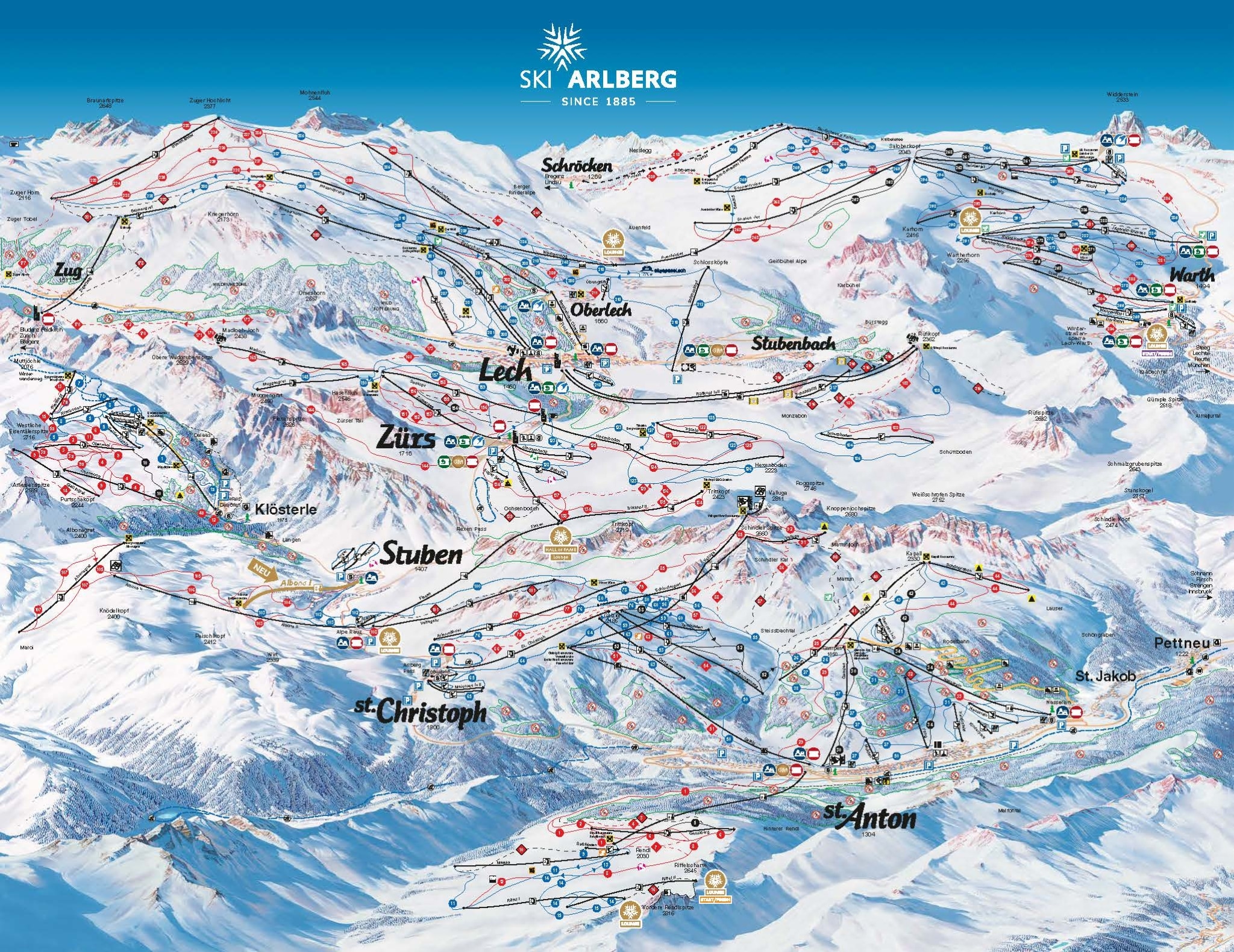 Ski Arlberg Lift- und Pistenkarte